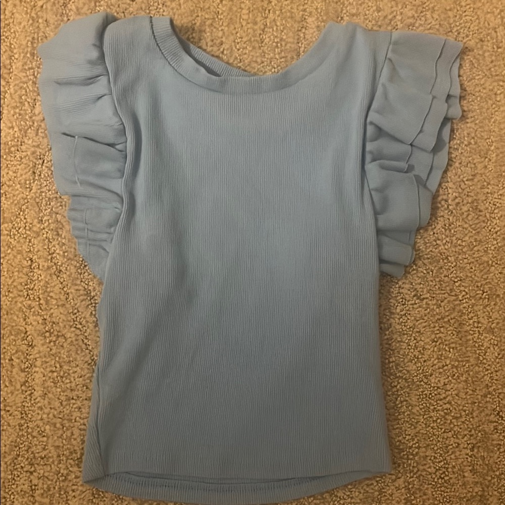 Zara Ribbed Blue Top